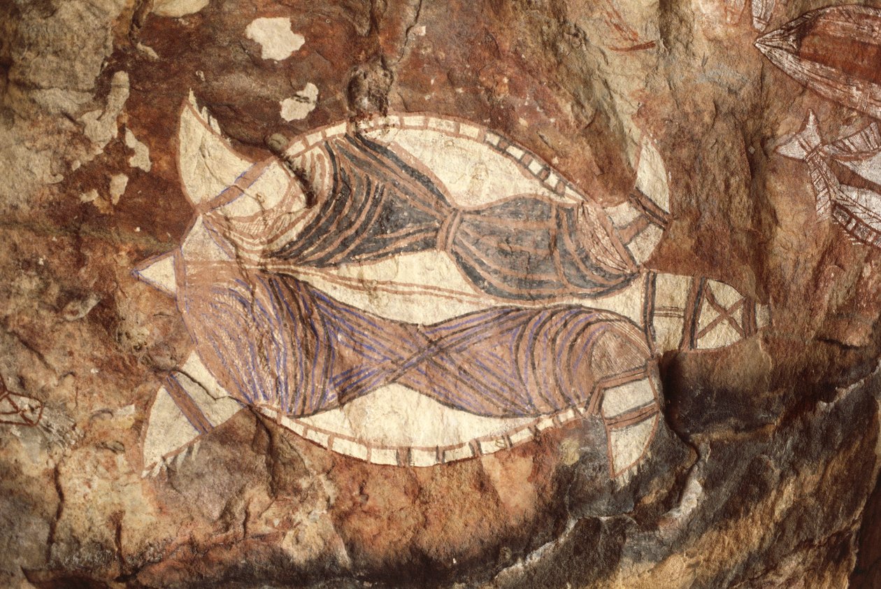 Ausztrália, Northern Territory, Arnhem Land, Kakadu Nemzeti Park, Nourlangie Rock, Aboriginal sziklafestmények alkotó: William M. Timlin