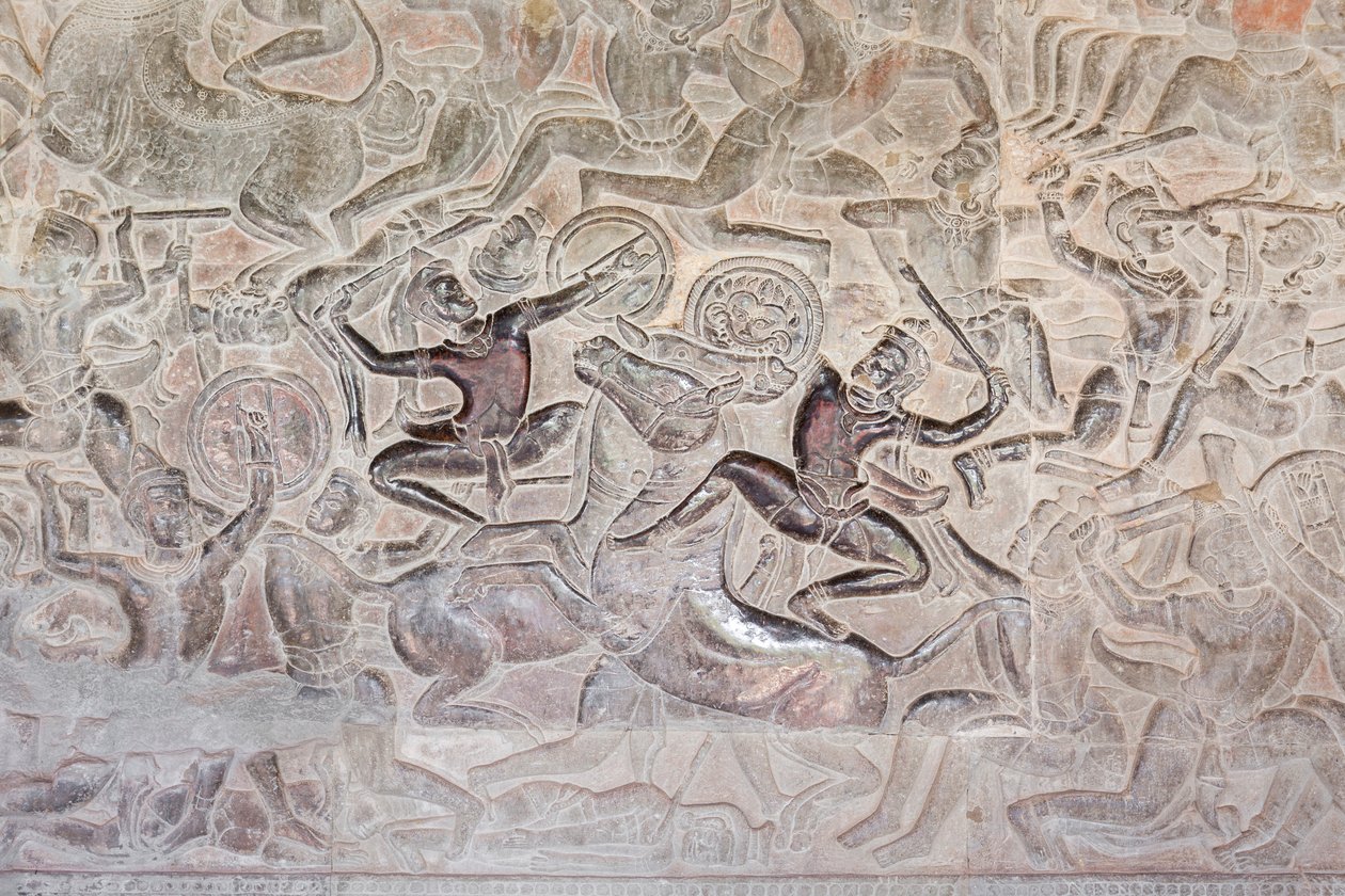Bas domborművek a kambodzsai Angkor wat keleti galériáján alkotó: Unbekannter Künstler
