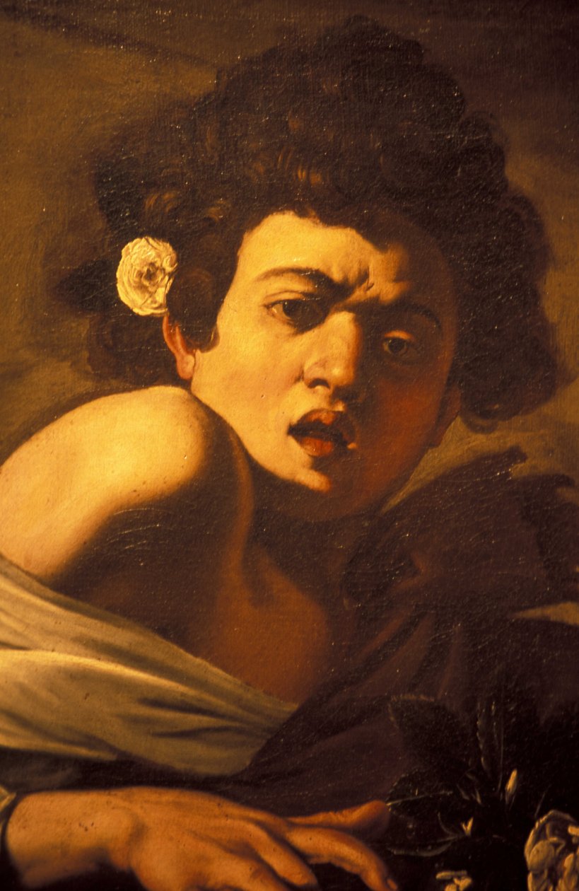 Gyík megharapott fiú (részlet), Caravaggio műalkotás, Palazzo Ducale, Genova, Liguria, Olaszország alkotó: Unbekannt