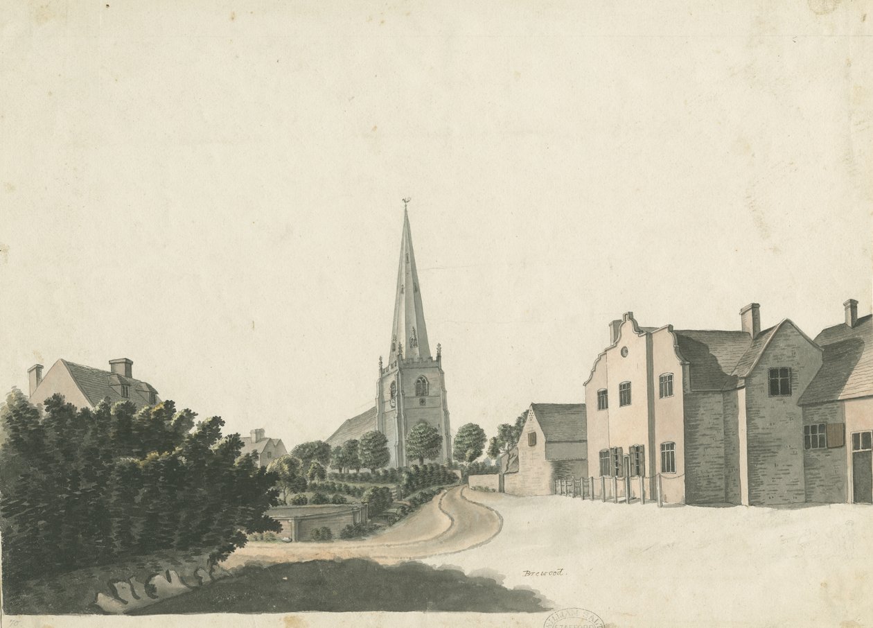 Brewood Gimnázium: színes tollrajz, nd [?XIX. század] alkotó: Unbekannt