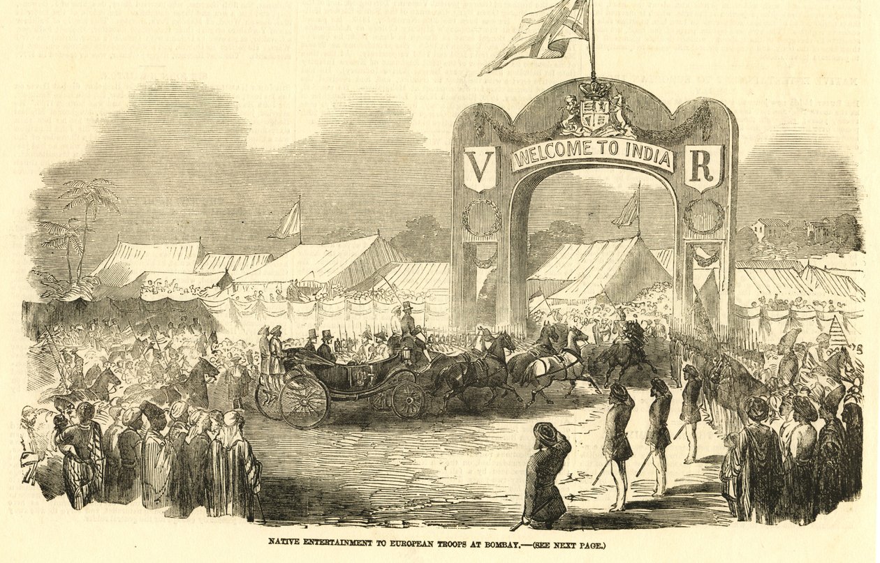 Brit lovaskocsi Bombayben, 1800-as évek (illusztráció) alkotó: Unbekannter Künstler