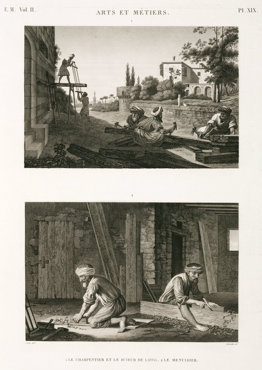 Épületépítő és -javító ácsok és asztalosok, Egyiptom, 1798 alkotó: Unbekannt