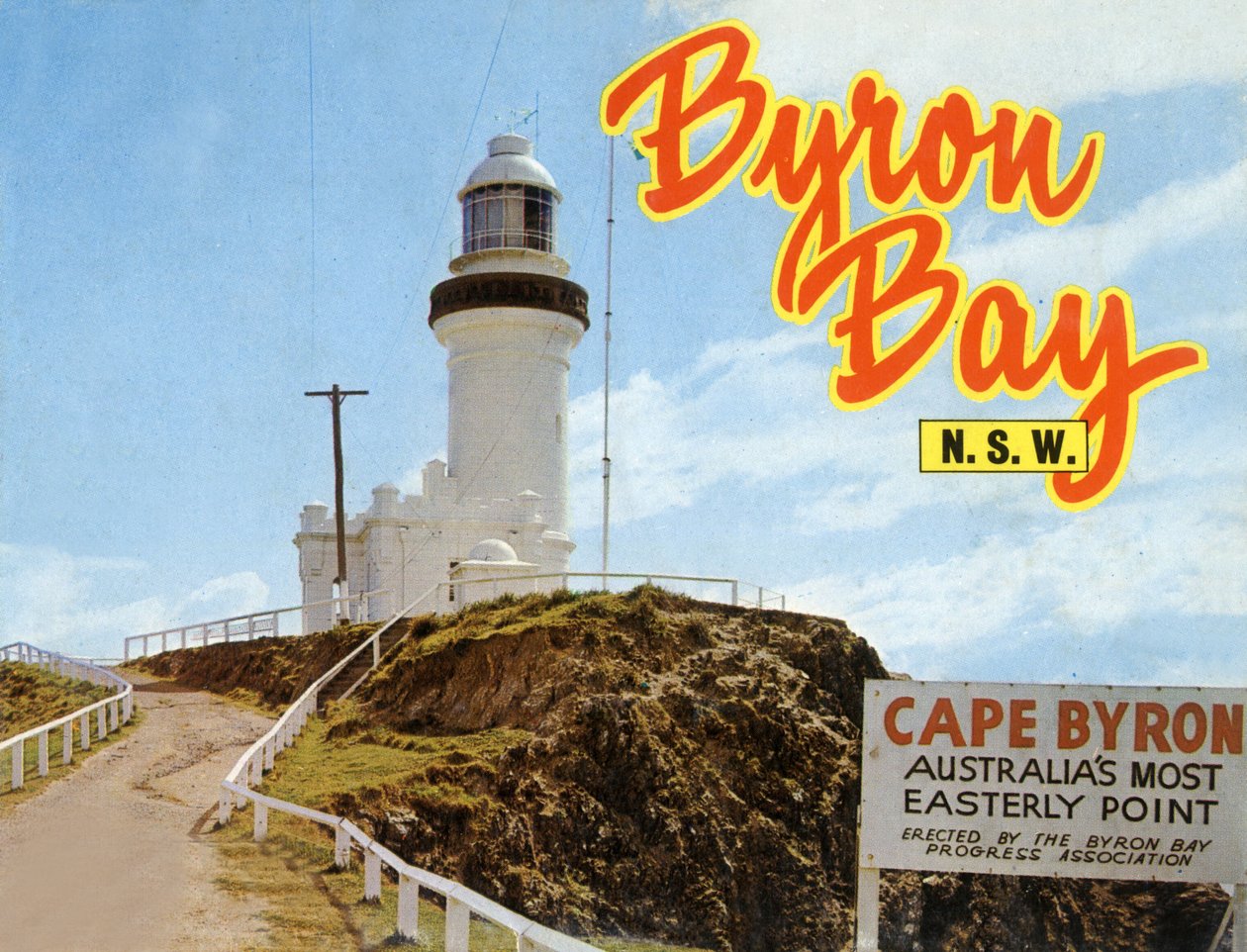 Byron Bay, Ausztrália: fényszóró, kb. 1970 (képeslap) alkotó: Unbekannter Künstler