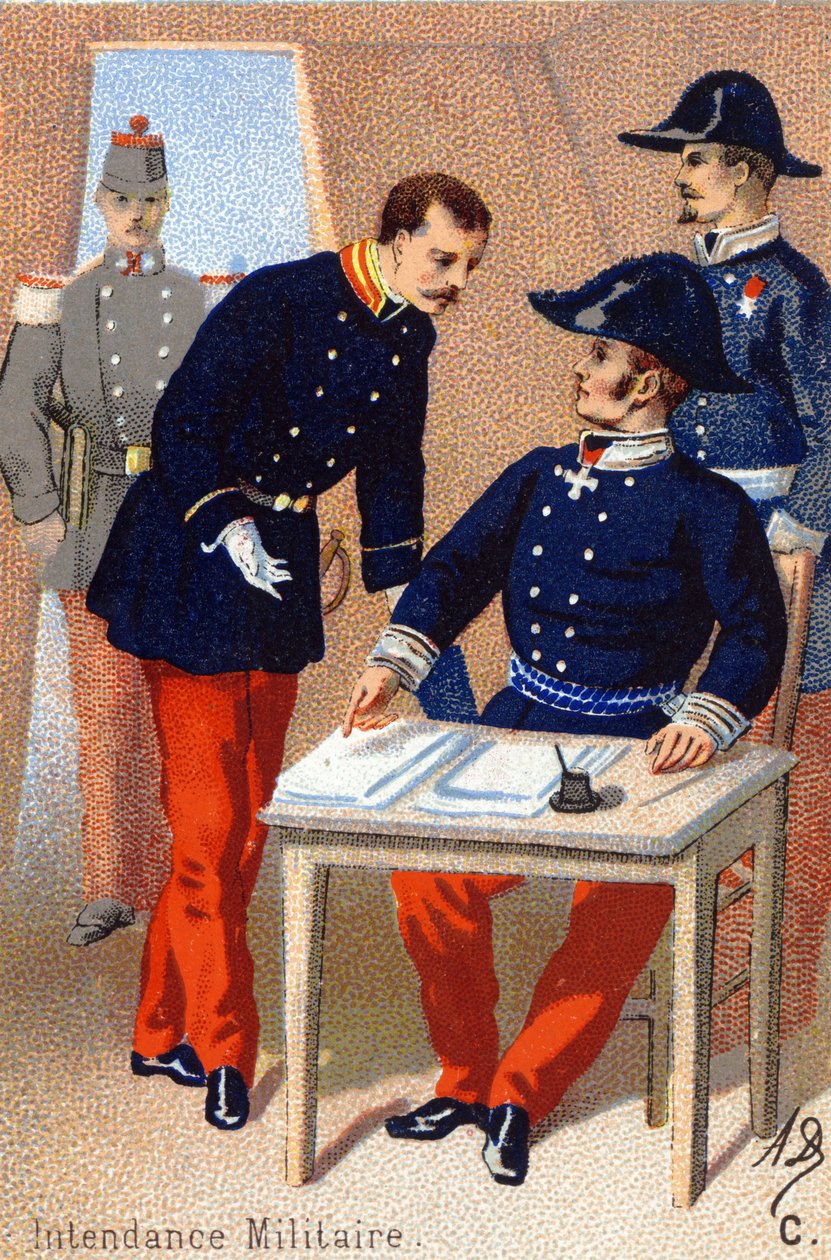 C: Katonai sáfárság. Metszet "Katonai ábécé"-ben. Az illusztrátor kezdőbetűi: A. D. Ismeretlen kiadó. Kromolitográfia a 19. század végén. Mérete: 10,5x7 cm. alkotó: Unbekannt