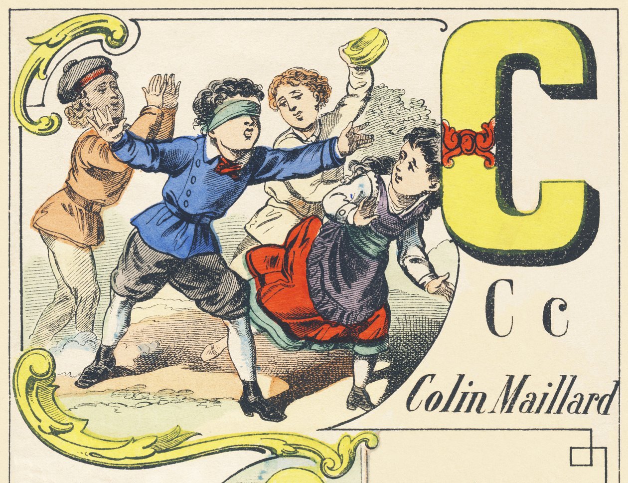 C : colin-maillard – Games Alphabet, 1890 körül (illusztráció) alkotó: Unbekannt