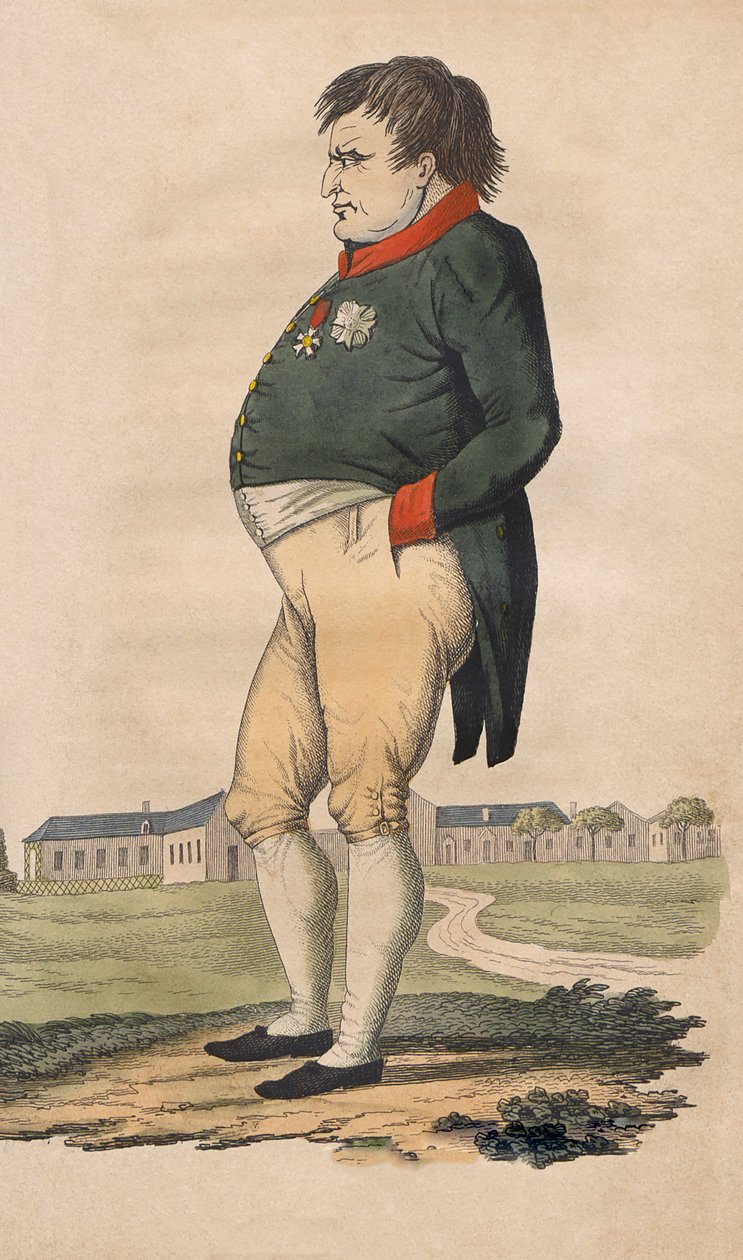 Bonaparte Napóleon karikatúrája Szent Ilonáról, két hónappal a május 5-i halála előtt készült alkotó: Unbekannt