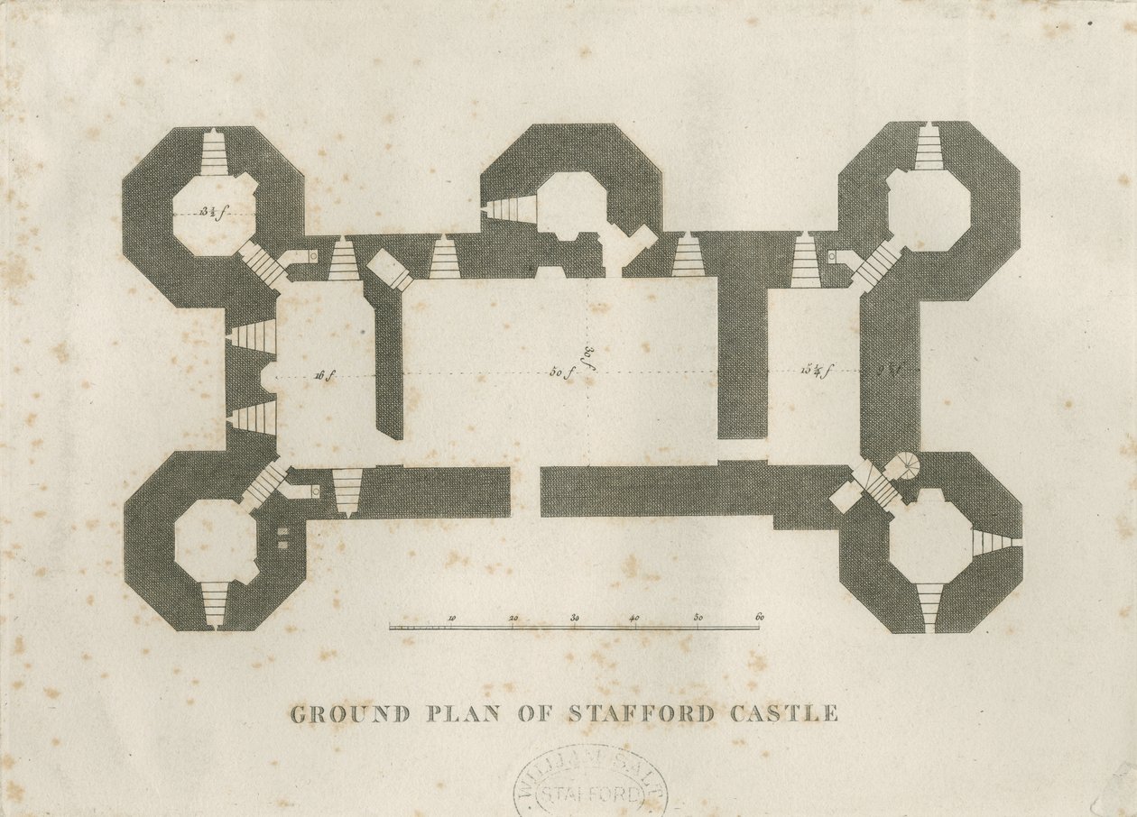 Castle Church – Stafford Castle: metszet, és [XIX. század] alkotó: Unbekannt