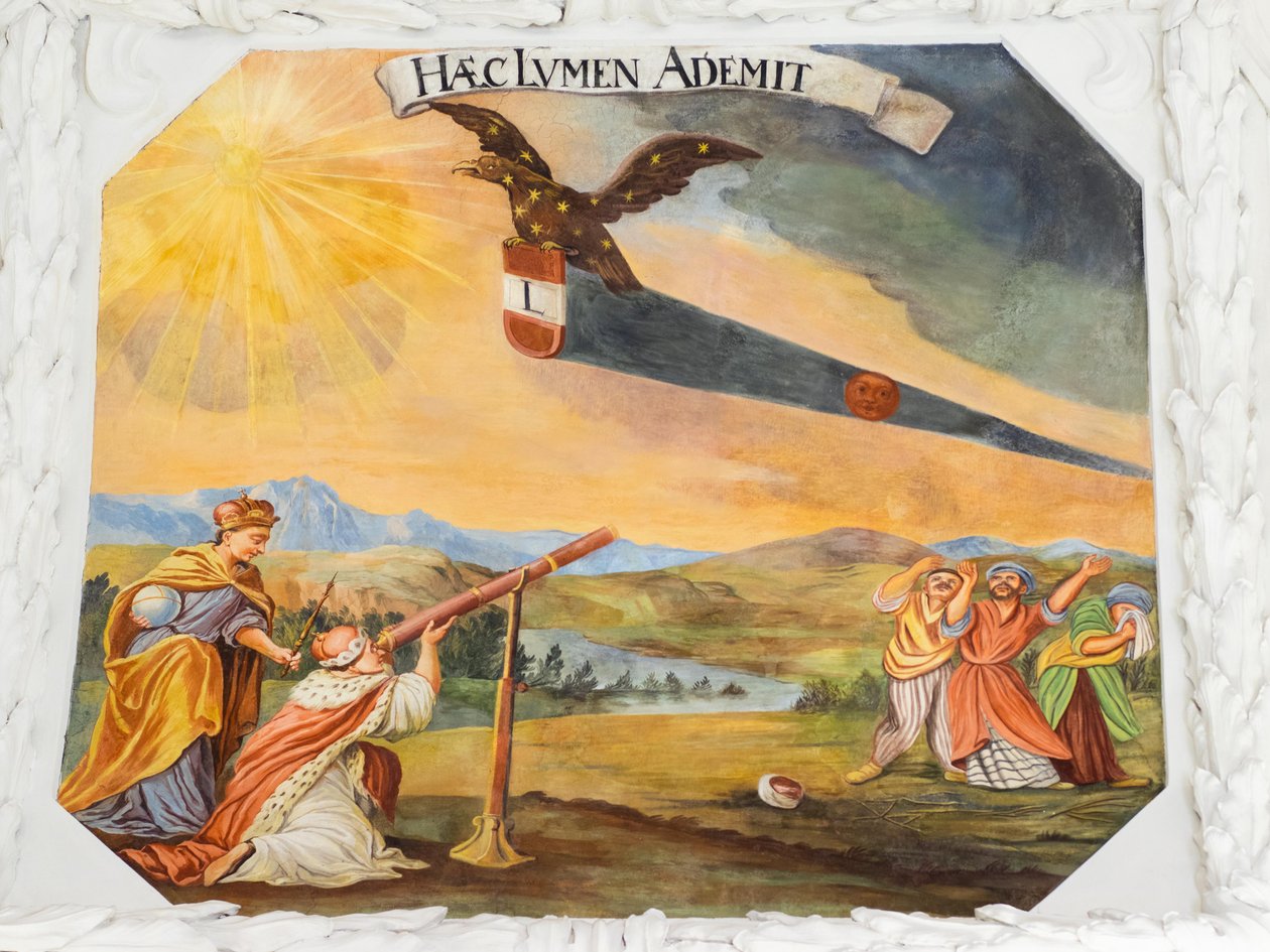 Mennyezeti freskó a Szent Katalin-templom folyosóján, I. Lipót császár oszmánok felett aratott győzelmeinek allegorikus ábrázolásai, Habsburgok mauzóleuma, Graz, Stájerország, Ausztria, Európa (fotó) alkotó: Unbekannter Künstler