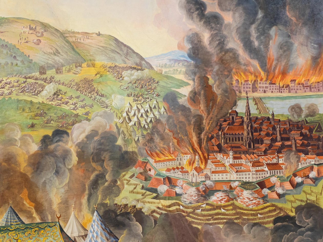 Mennyezeti freskó a Szent Katalin templom mellékfolyosójában, Bécs 1683-as leszerelése, Habsburgok mauzóleuma, Graz, Stájerország, Ausztria, Európa (fotó) alkotó: Unbekannter Künstler
