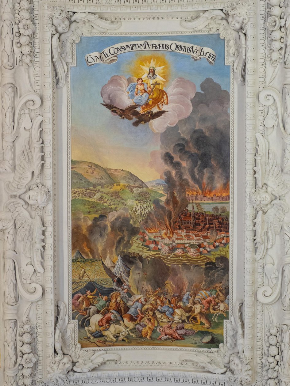 Mennyezeti freskó a Szent Katalin templom mellékfolyosójában, Bécs 1683-as leszerelése, Habsburgok mauzóleuma, Graz, Stájerország, Ausztria, Európa (fotó) alkotó: Unbekannter Künstler