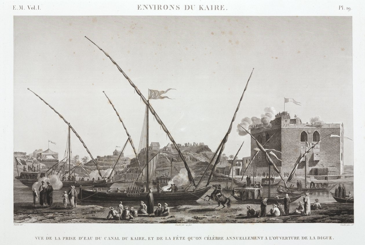A Kairói-csatorna gátjának éves megnyitásának ünneplése, Egyiptom, 1798 körül alkotó: Unbekannt