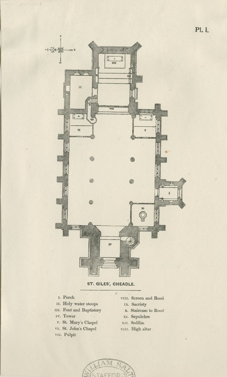 Cheadle – St. Giles templom: fametszet , és [XIX. század] alkotó: Unbekannt