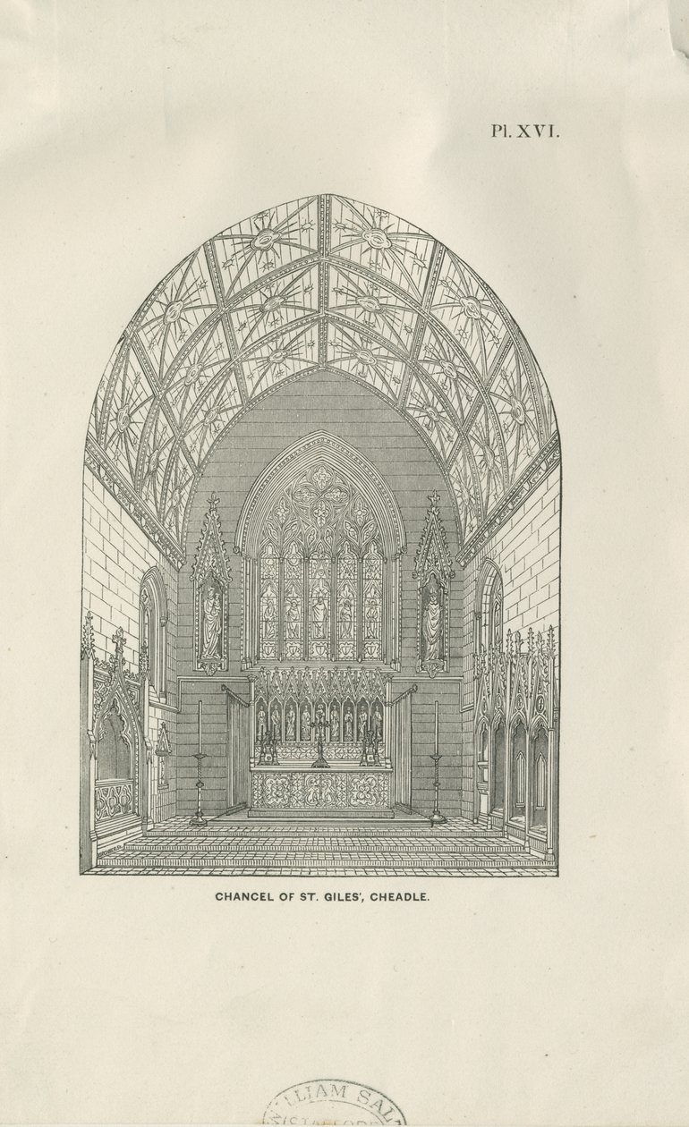 Cheadle – St. Giles" templom: fametszet, és [XIX. század] alkotó: Unbekannt