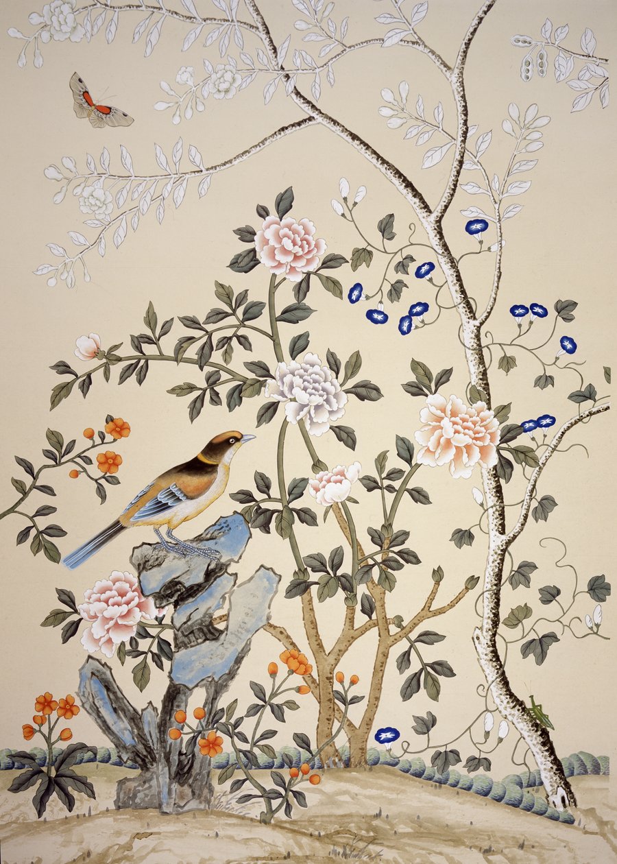 Chinoiserie tapéta, Marble Hill House, Twickenham, Richmond, Middlesex, Egyesült Királyság alkotó: Unbekannter Künstler