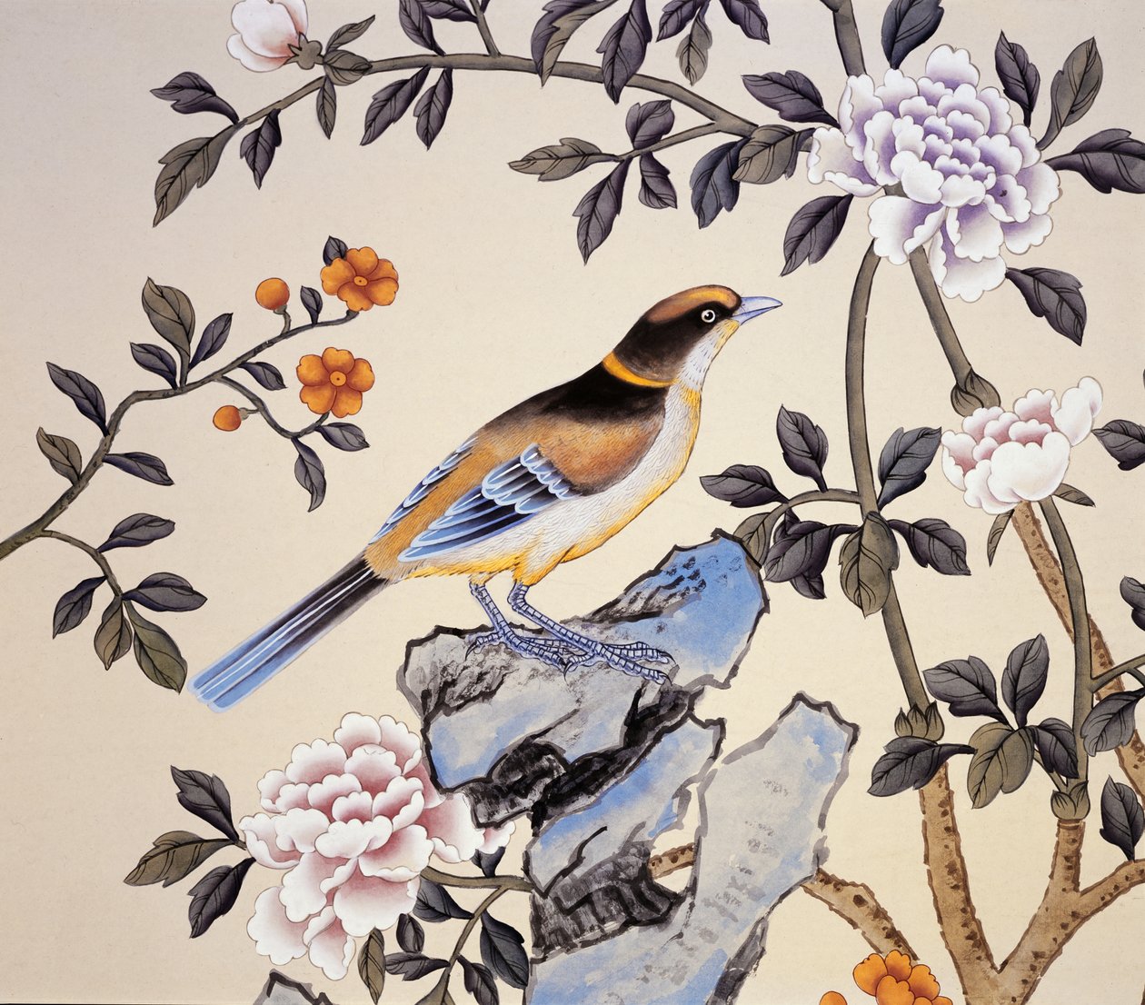 Chinoiserie tapéta, Marble Hill House, Twickenham, Richmond, Middlesex, Egyesült Királyság alkotó: Unbekannter Künstler