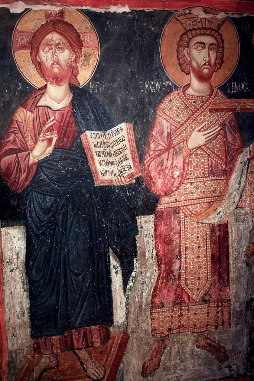 Krisztus Szent Konstantin Timiosszal Stavros tou Agiasmati templom, Agiasmati Szent keresztje 15. század Ciprus Festett templomok UNESCO-hely Troodos, Ciprus alkotó: Unbekannt