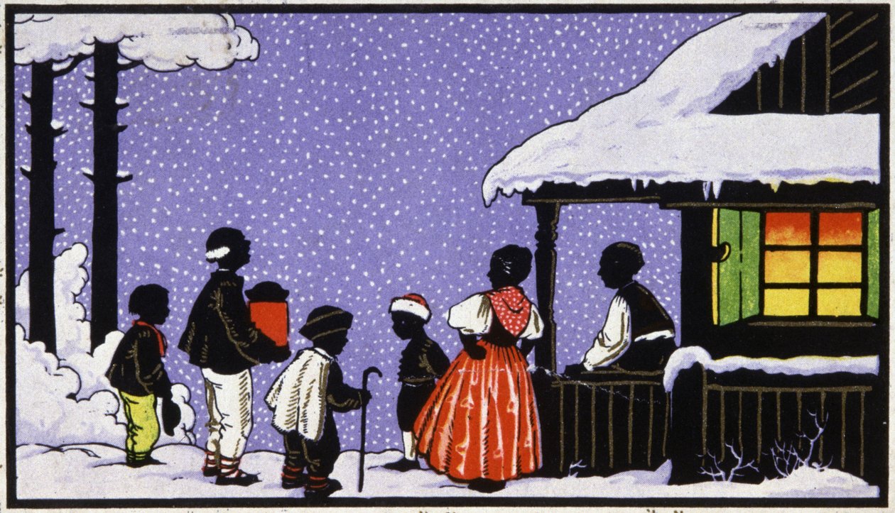 Karácsonyi ünnepség egy ausztriai faluban, 1910 körül (képeslap) alkotó: Unbekannter Künstler