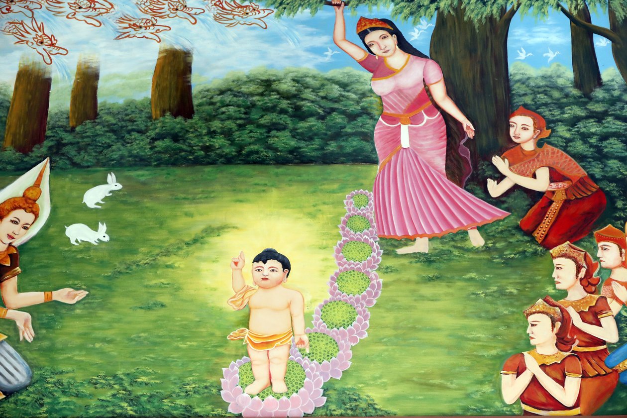 Chua Tu Quang buddhista templom. Siddhartha Gautama herceg, Buddha gyermekként. Azt mondják, hogy a gyermek teljesen ébren született. Tudott beszélni, és azt mondta anyjának, hogy azért jött, hogy az egész emberiséget megszabadítsa a szenvedéstől. Vung Tau alkotó: Unbekannt