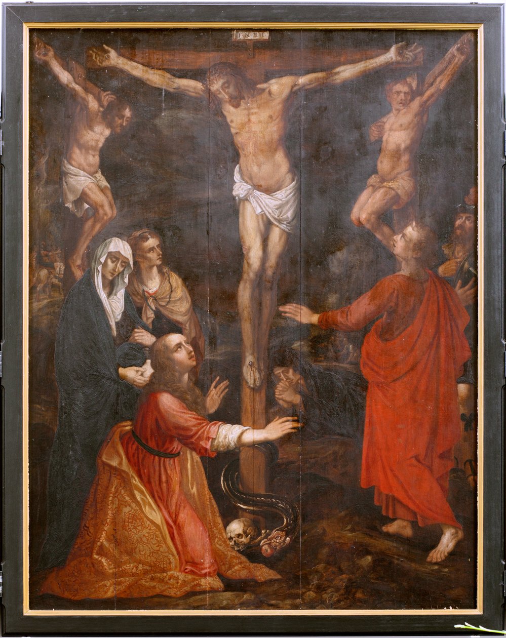 Templom (Eglise Saint-martin). Belső. Triptich. A keresztre feszítés. alkotó: Unbekannter Künstler
