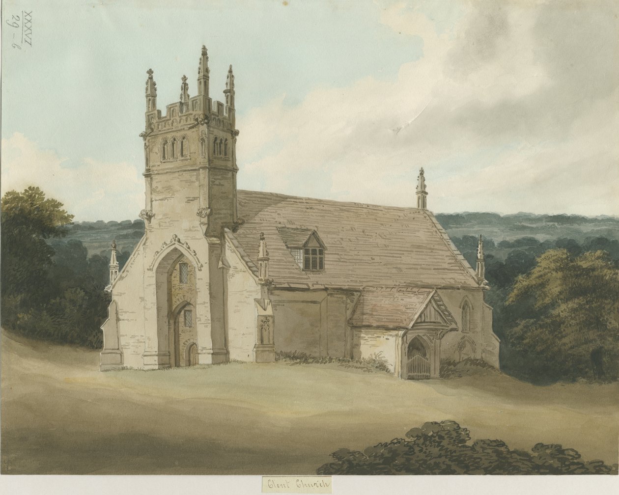 Clent – Szent Kenelm kápolna: akvarellfestészet, és [c 1820] alkotó: Unbekannt