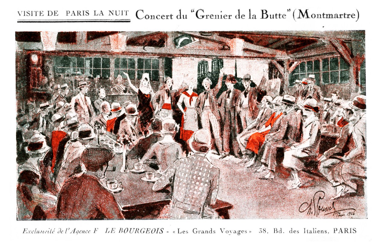 Koncert a Grenier de la Butte-ban, Montmatre-ban alkotó: Unbekannter Künstler