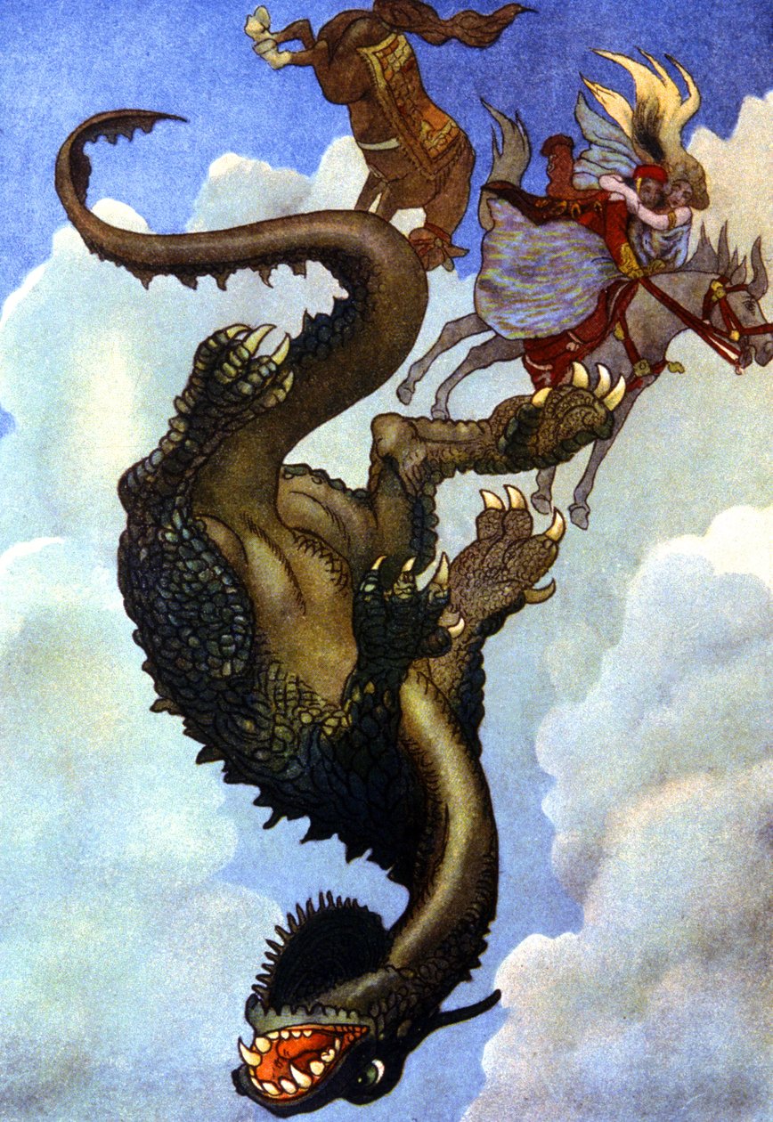 Sárkánnyal küzdő pár, 1910 körül (illusztráció) alkotó: Unbekannter Künstler
