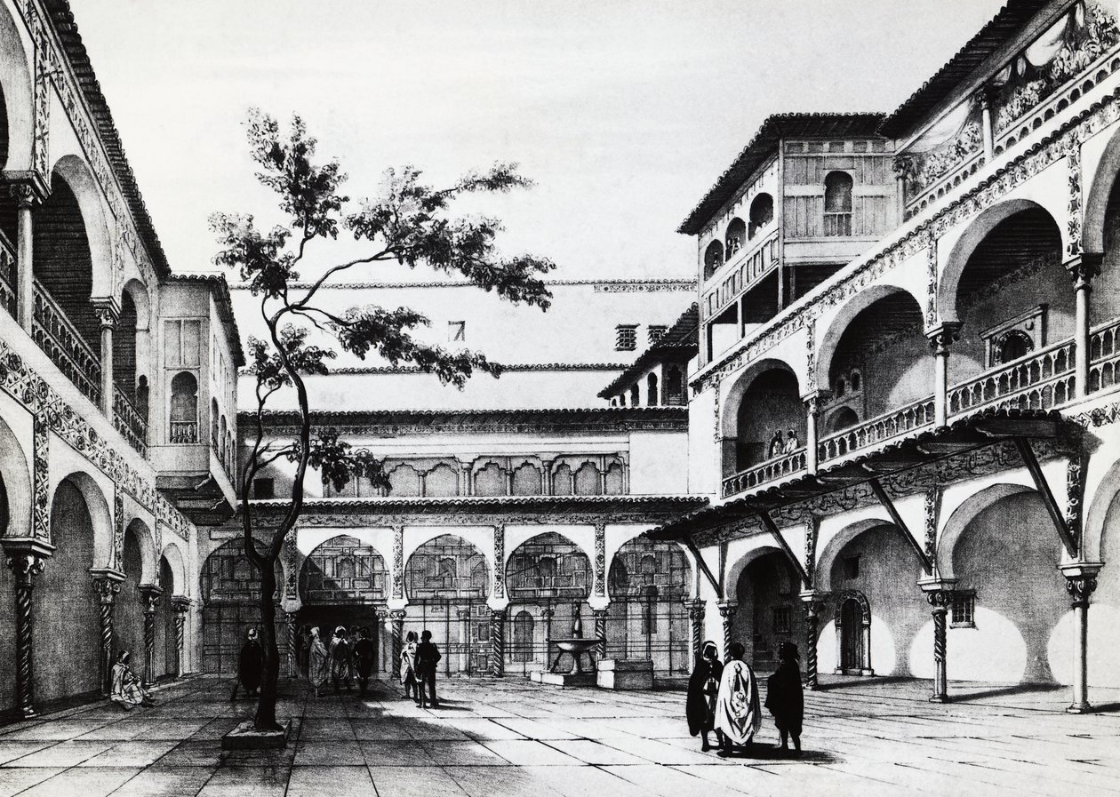 A Kasbah erőd udvara Algírban alkotó: J.B. and Brown J. Rowbotham