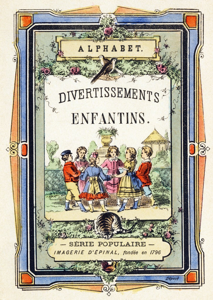 Borító - gyerekek köre a kertben - Ábécé - gyerekszórakozás - Kép epinal, népszerű sorozat 1890 körül (illusztráció) alkotó: Unbekannt