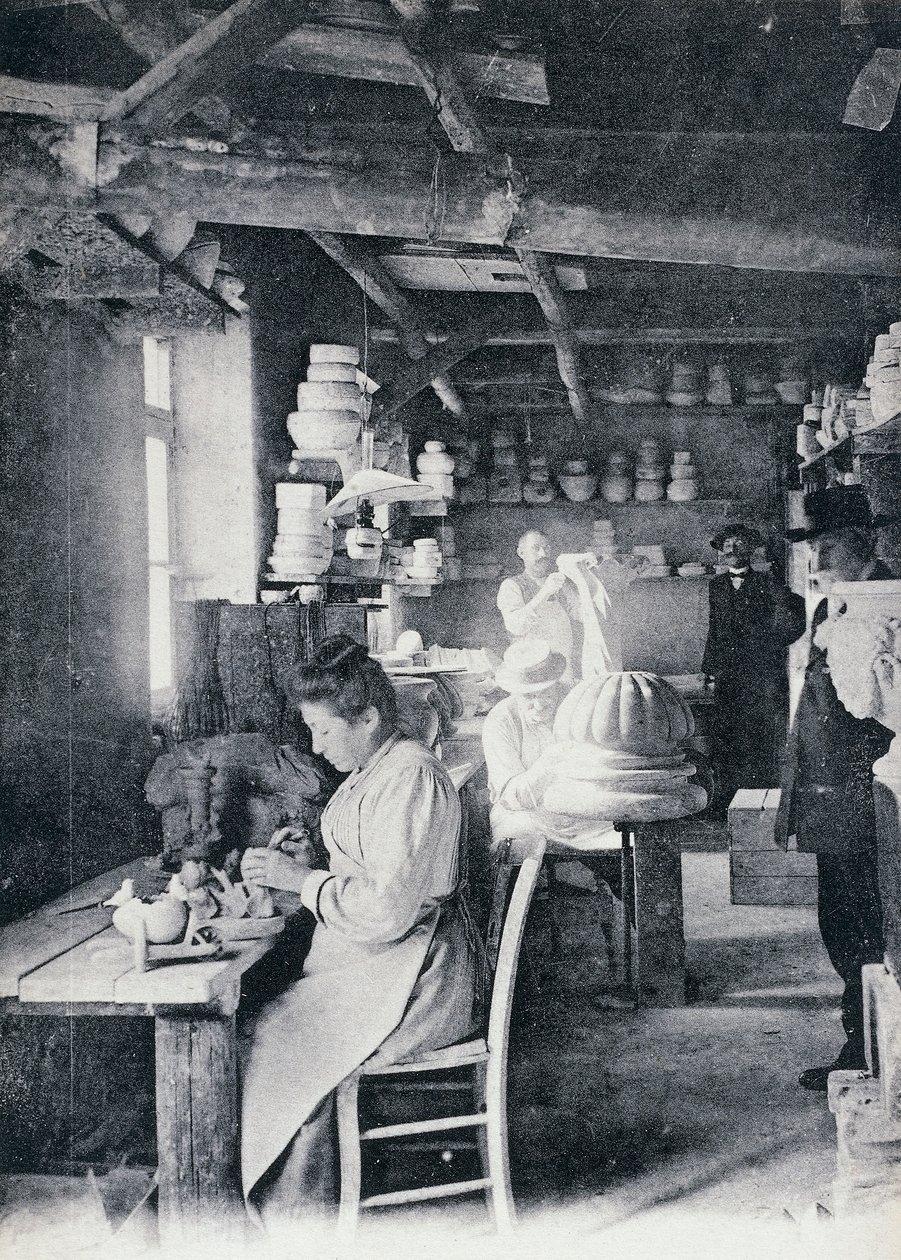 Kézművesek Vallauris művészeti kerámia készítésében, 1900 körül, képeslap, Franciaország, XX. század alkotó: William M. Timlin