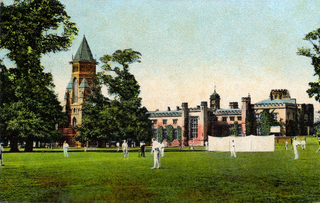 Krikettmérkőzés a Rugby Schoolban, 1908 körül alkotó: Unbekannter Künstler