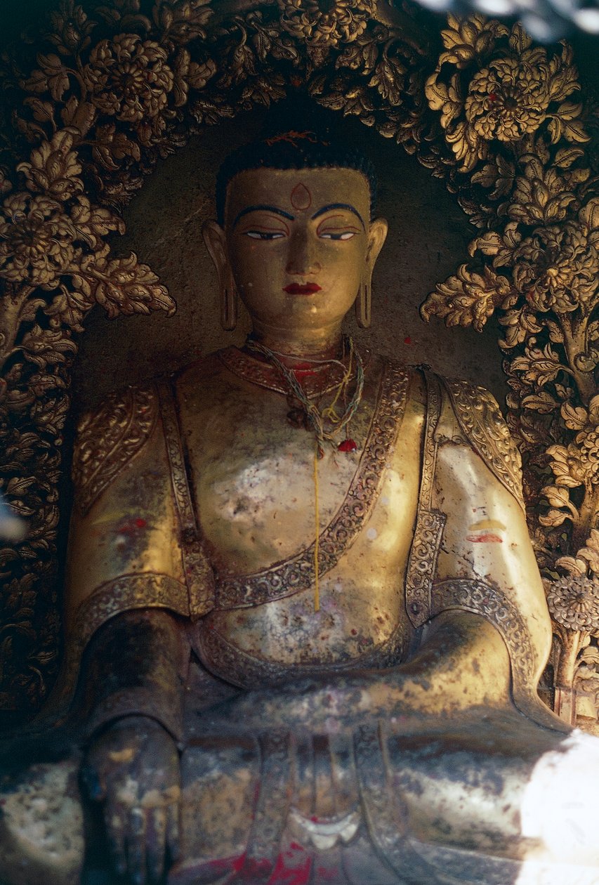 Kripta Buddha-szoborral, Swayambhunath (Majomtemplom), Katmandu-völgy (Unesco Világörökség listája) alkotó: William M. Timlin