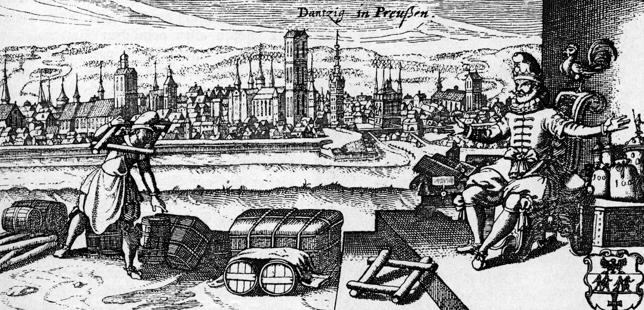 Danzig / Gdansk - a város látképe, 1700 körül (metszet) alkotó: Unbekannter Künstler