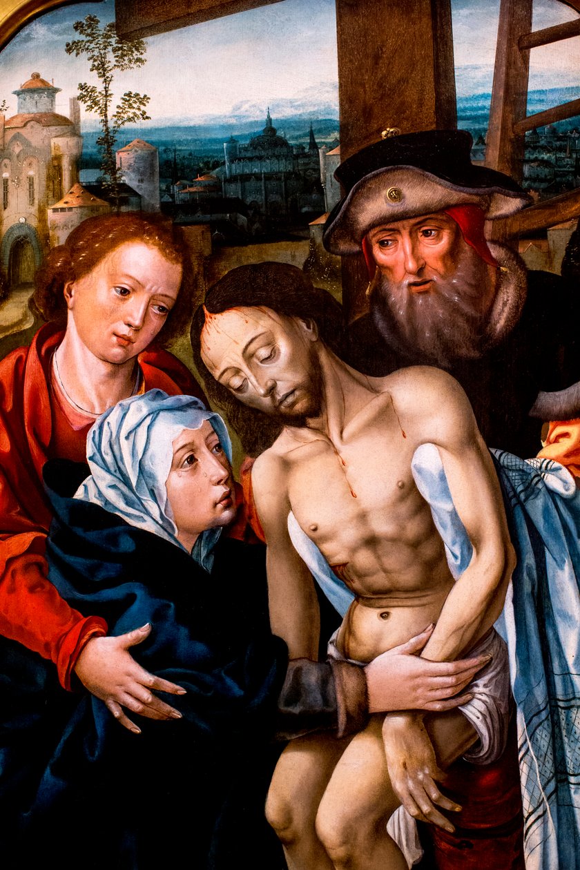 Leszállás a keresztről, Peter Coeck van Aelst nevéhez fűződik alkotó: Unbekannt