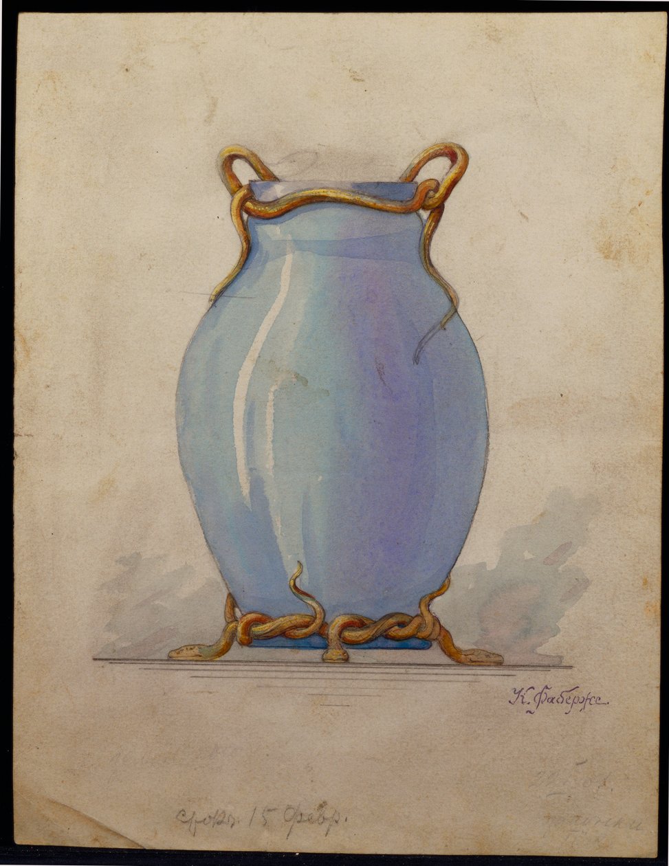 Tojás alakú kék váza dizájnja, Carl Faberge háza alkotó: Unbekannt