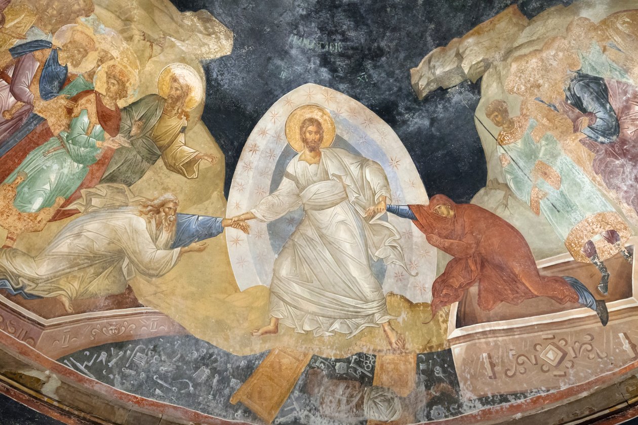 Részlet az Anastasis freskóról, a Chora-i Szent Megváltó-templom, Parekklesion alkotó: Unbekannter Künstler