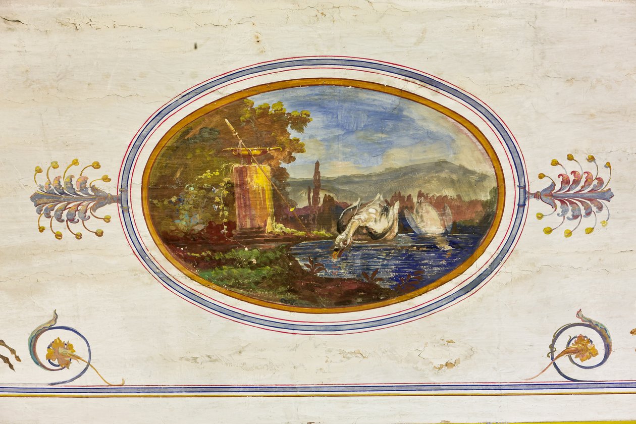 A hattyúkat ábrázoló dekoráció részlete, a Vörös szoba, a Királyi lakás, a Királyi Palota vagy a Palazzo dei Normanni (Normannok palotája), Palermo, Szicília, Olaszország (fotó) alkotó: Unbekannter Künstler