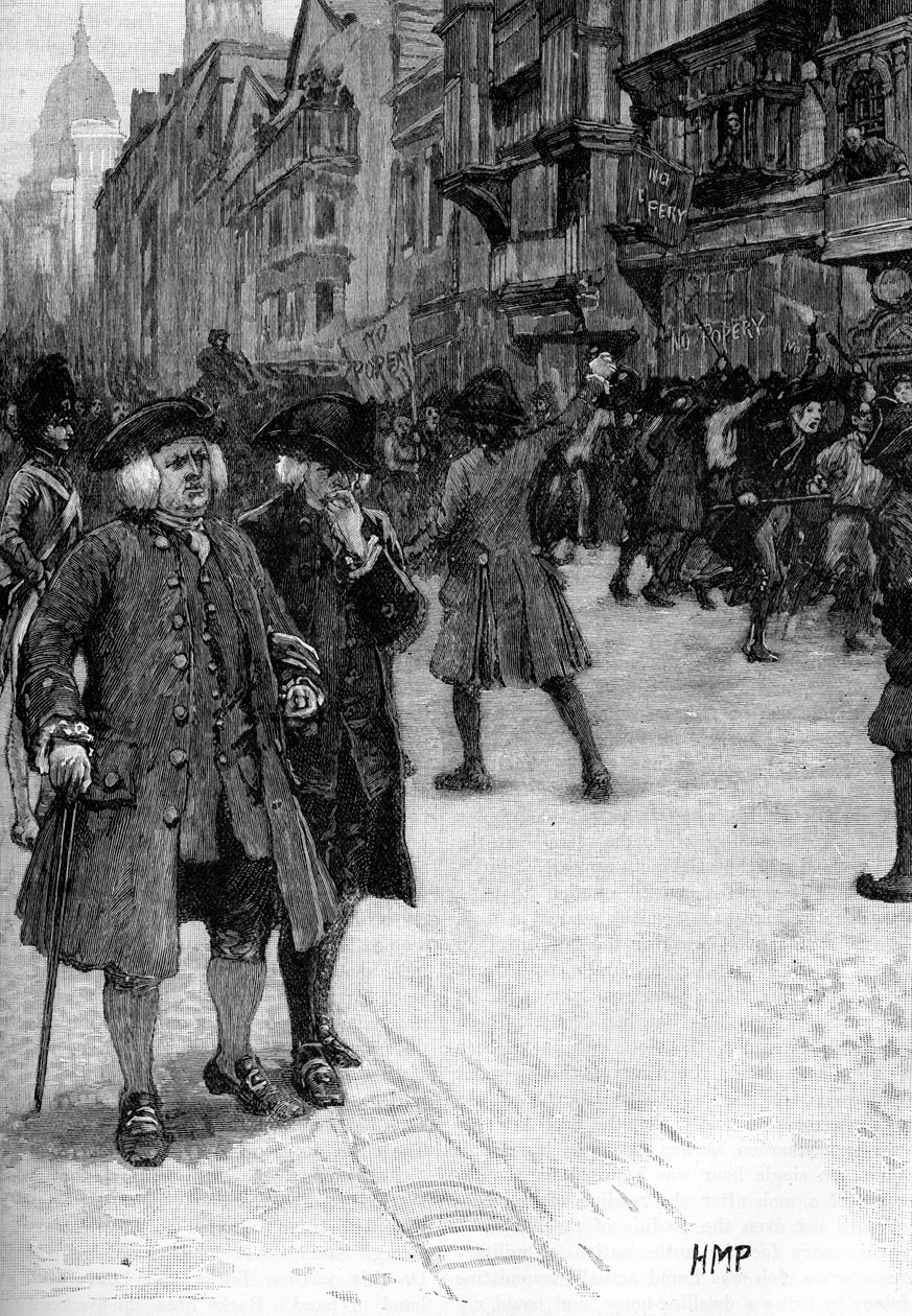 Dr. Samuel Johnson a Gordon-lázadásokat nézi alkotó: Unbekannter Künstler