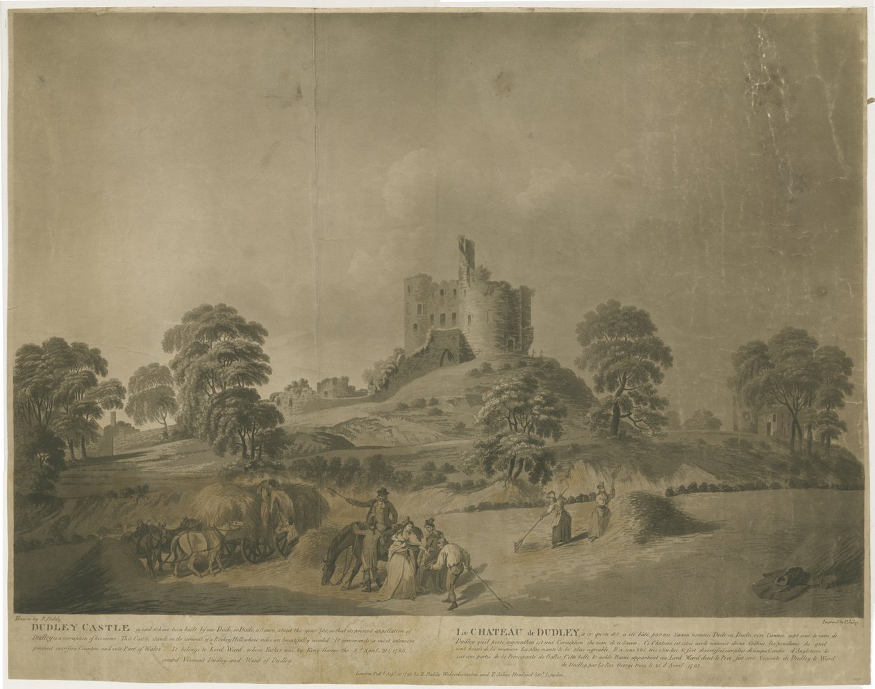 Dudley kastély: - The Keep: akvatinta vésett leírással, nd [c 1793] alkotó: Unbekannt