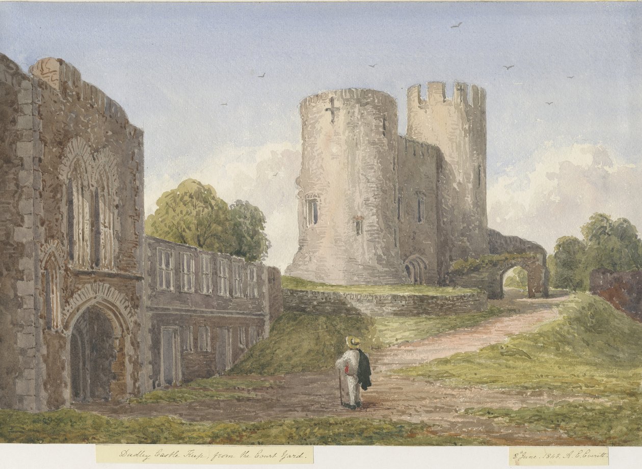 Dudley kastély – The Keep: vízfestmény, 1843. június 8 alkotó: Unbekannt
