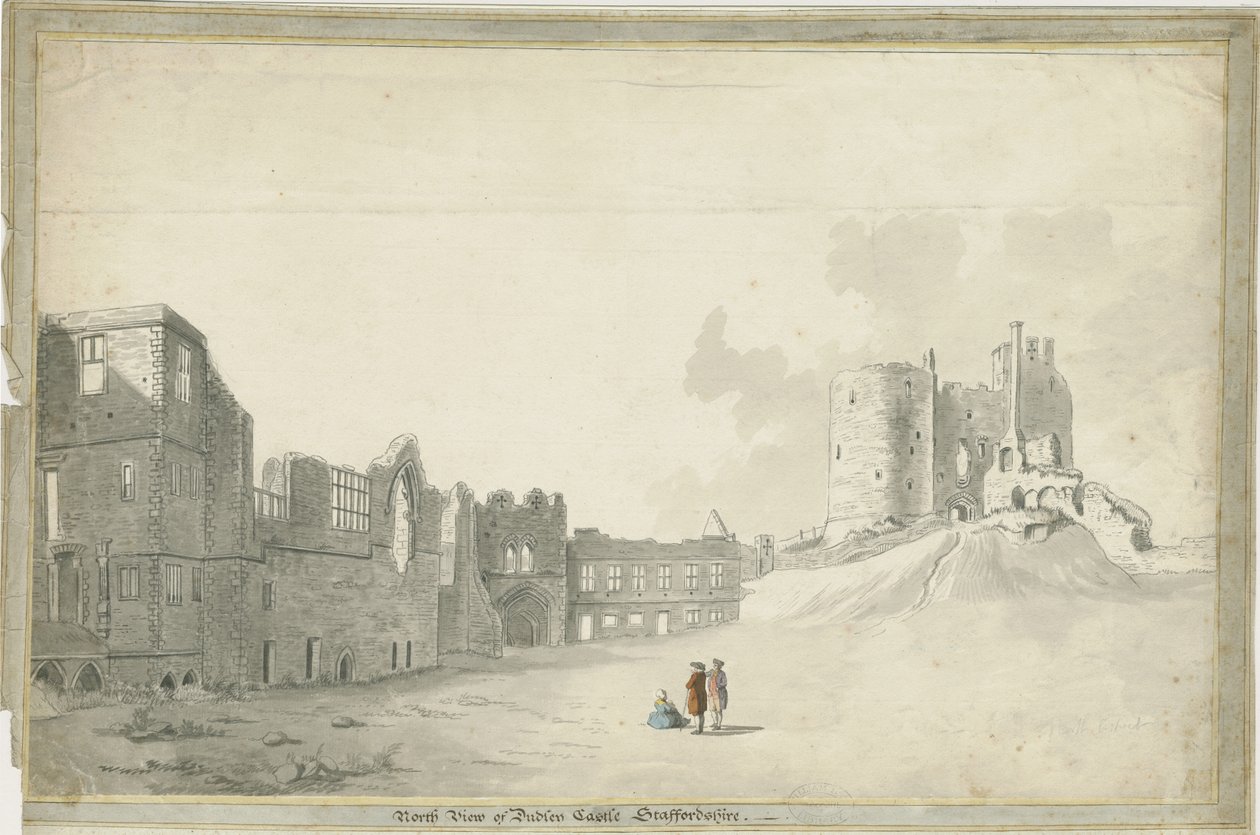 Dudley kastély: szépia mosás rajza, nd [c 1790] alkotó: Unbekannt