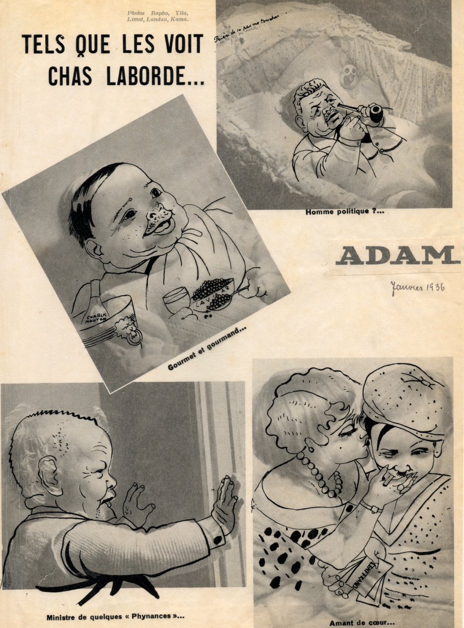 Édouard Herriot államminiszter, Édouard Daladier védelmi miniszter és Marcel Régnier pénzügyminiszter az „Adamban” alkotó: Unbekannt