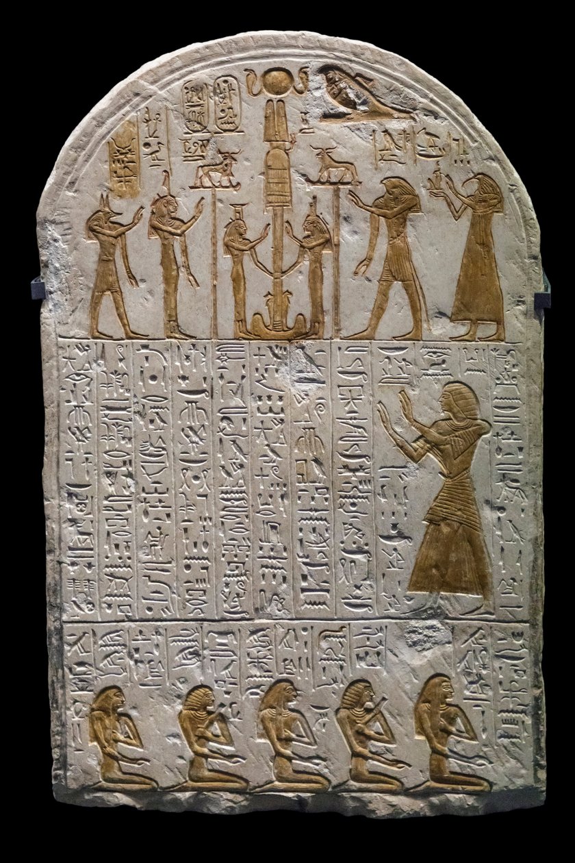 Egyiptomi ókor: Neferhetep Sztélé, a király pohárnoka Kr.e. 1300 körül, 19. dinasztia, 73x49 cm-es párizsi Louvre múzeum alkotó: William M. Timlin