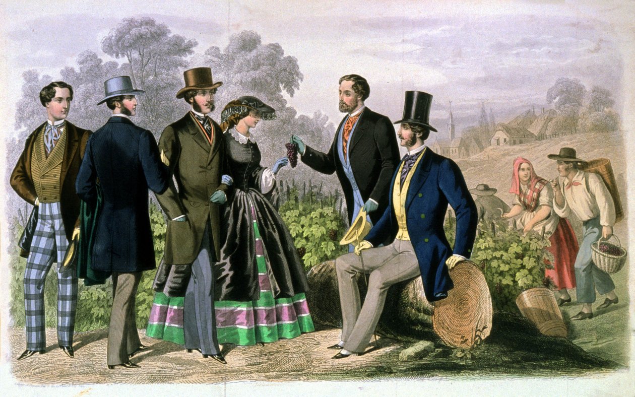 Elegáns társaság a szőlőszüretkor, 1860-1870 körül (metszet) alkotó: Unbekannter Künstler