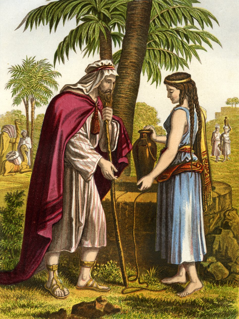 Eliezer és Rebeka / Rebekka, - Biblia alkotó: Unbekannter Künstler