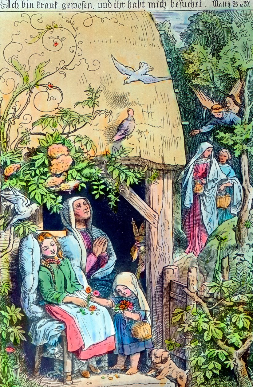Engraving depicting to visit the sick, Germany 1920s alkotó: Unbekannter Künstler