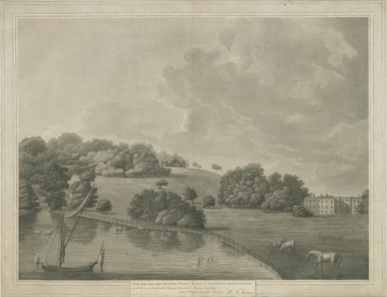 Enville Hall: akvatinta metszet, és [?XIX. század] alkotó: Unbekannt