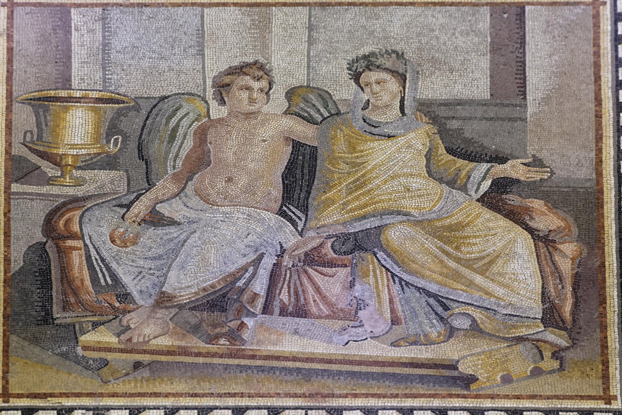 Eros and Psyche, mozaik Zeugmából, Zeugma Mozaik Múzeum, Gaziantep, Délkelet-Anatólia régió, Anatólia, Törökország, Ázsia alkotó: Unbekannter Künstler