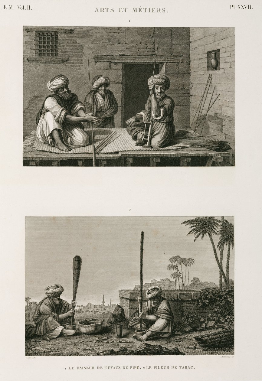 Gyártás, Egyéb pipaszár-készítők és dohánytörőgépek, Egyiptom, 1798. alkotó: Unbekannt