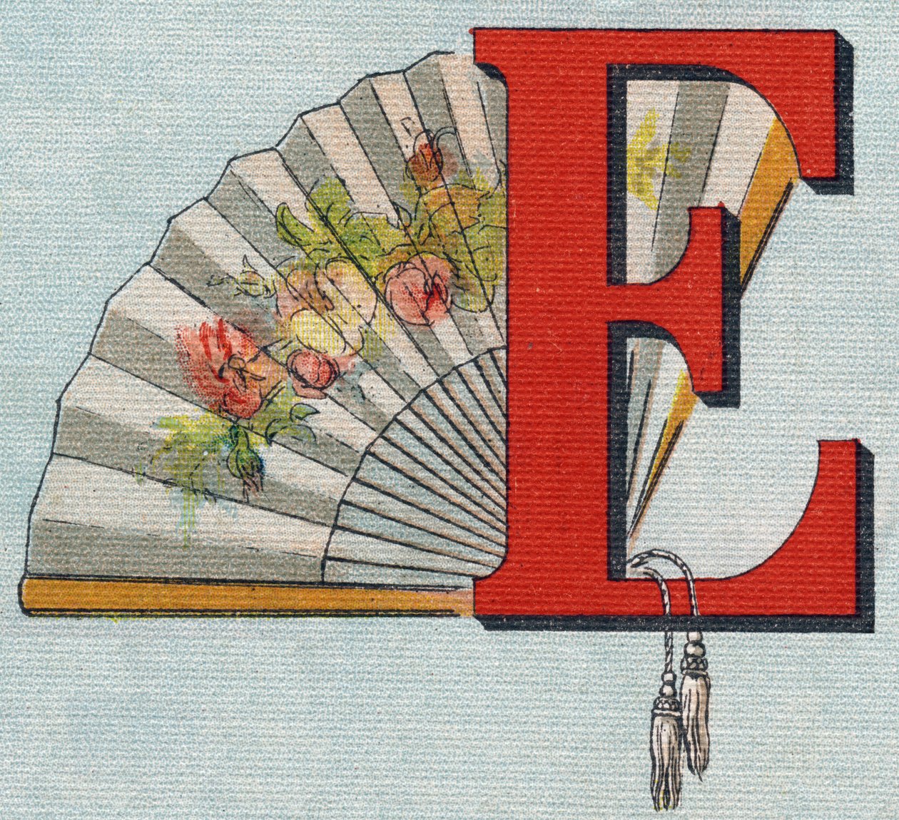 Ventilátor. Metszet "Alphabet de ma petite fille". Bernardin-Bechet és Fils, könyvkereskedő-kiadók, Párizs, 1895 körül. Törhetetlen album vásznon. Bibliotheque des Bebes. 12 oldal. Olvasási módszert és szemléltető abeccedert tartalmazó album. Mérete: 29,5 alkotó: Unbekannt