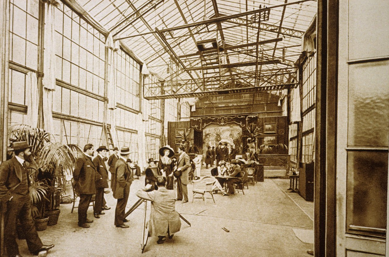 Forgatás a Studio de Montreuil-ben (Párizs közelében, Melies stúdiójában) 1900 körül. alkotó: Unbekannter Künstler